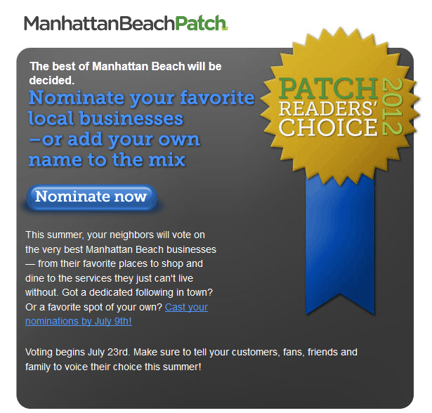 Manhattan Beach Patch - Call for Nominations