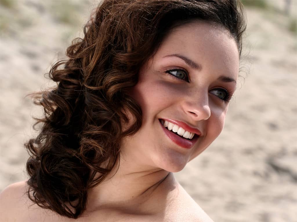 woman smiling on beach