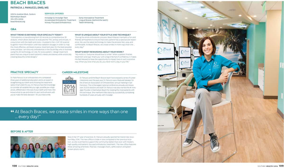 dr panucci - beach braces orthodontist - magazine article