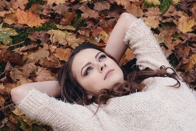 woman relax in field