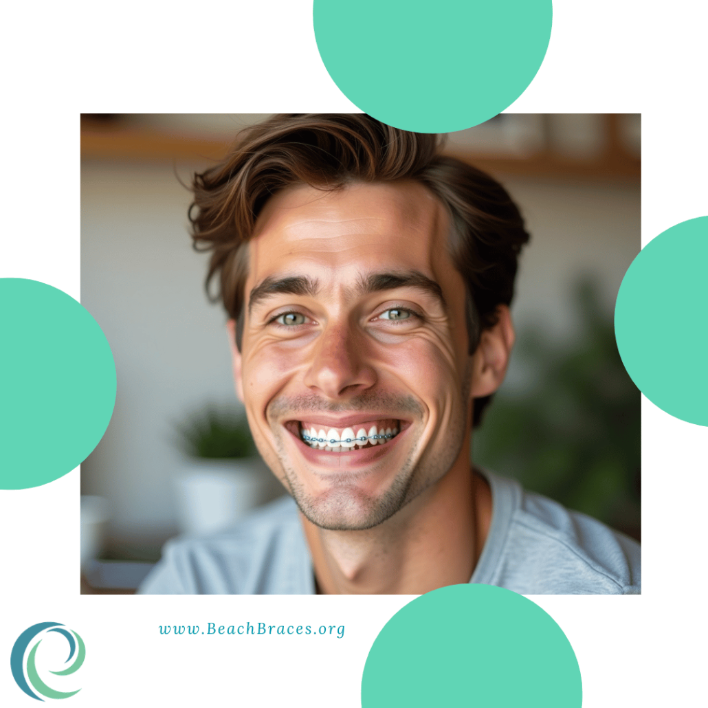 Young man rocking Ceramic Braces in Manhattan Beach - Beach Braces